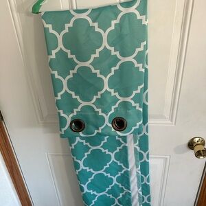 3 Turquoise Geometric Grommet Curtain Panel - Home Accents